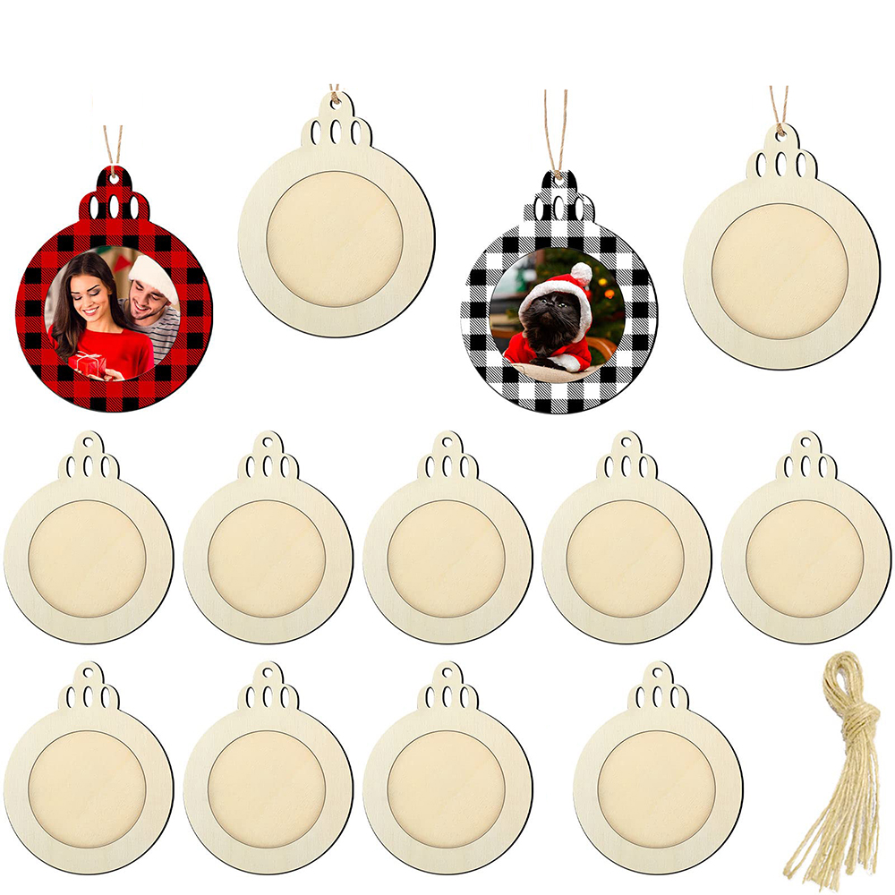 Engraved Wood Frame - 10pcs Christmas Picture Frame Ornaments Wooden