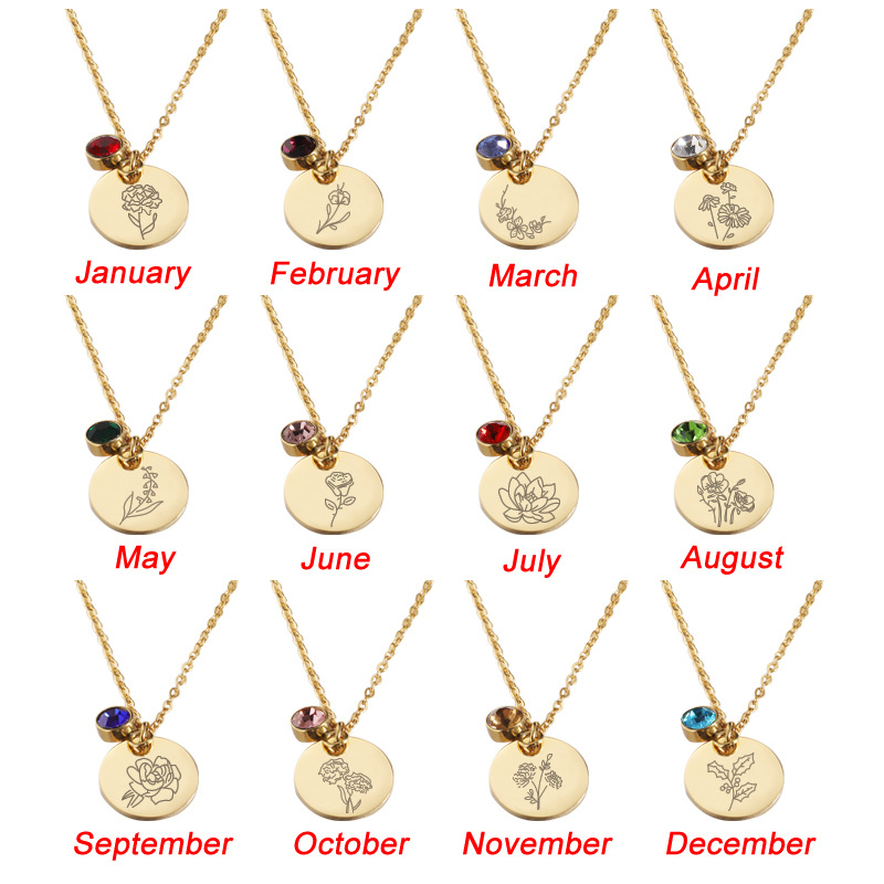 Crystal Birthstone Necklace fo - огляд і ціна Birth Flower Necklace