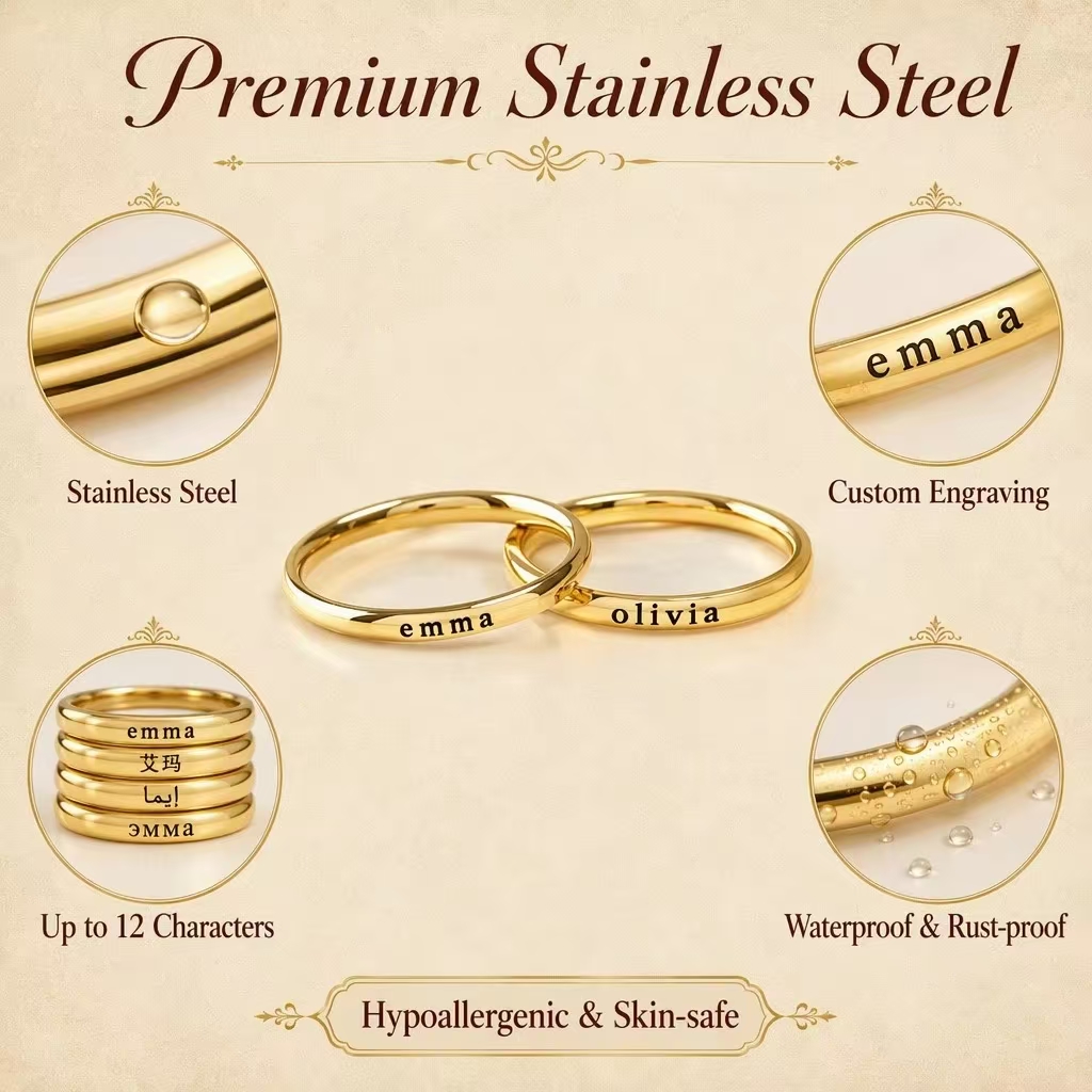 Personalized Engraved Name Rin - огляд і ціна Initial Ring Custom