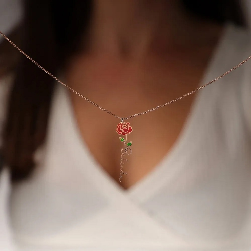 Personalized Name Necklace Wit - огляд і ціна Birth Flower Necklace